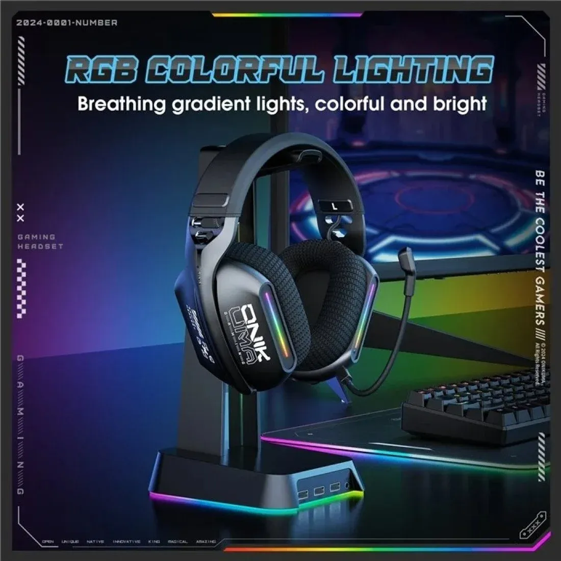 ONIKUMA GT808 Tri-Mode Headphones 2.4GHz Ultra-Low Latency Wireless Gaming Headset - Image 3