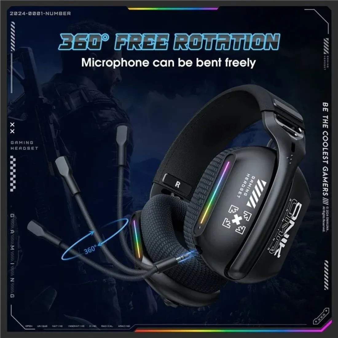 ONIKUMA GT808 Tri-Mode Headphones 2.4GHz Ultra-Low Latency Wireless Gaming Headset - Image 2