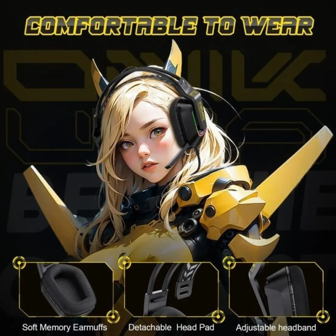 ONIKUMA X13 RGB Colorful Lighting Wired Gaming Headset with Microphone - Image 5