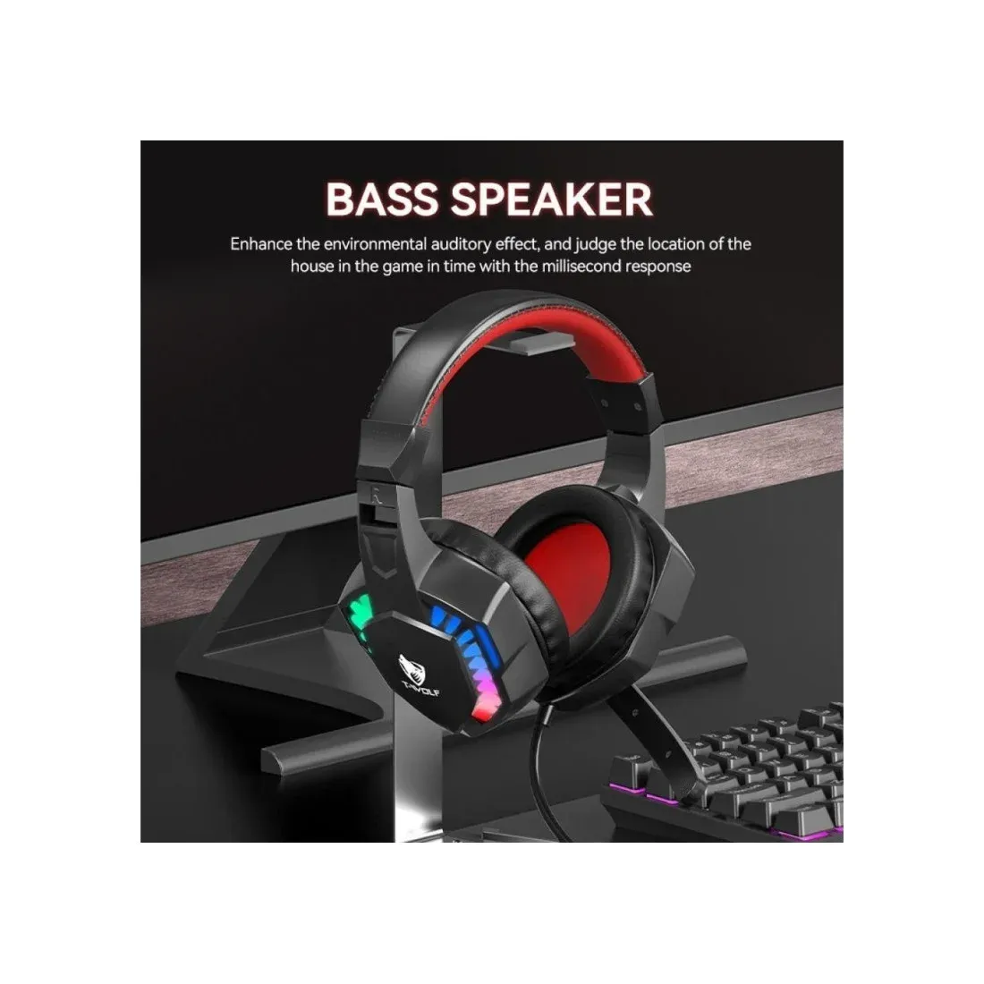 T-WOLF H120 RGB Wired Gaming Headphones - Image 3