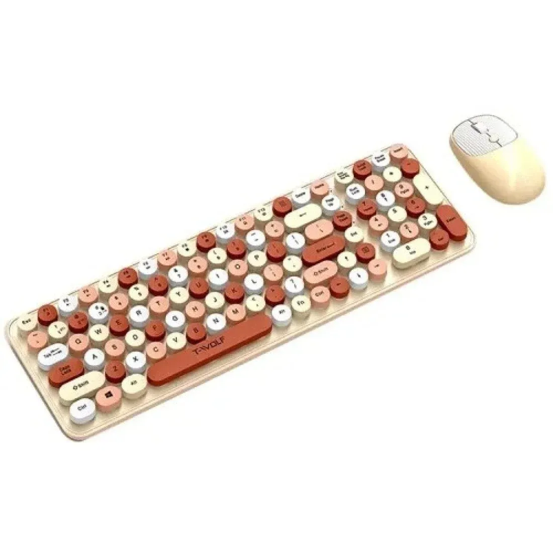 T-Wolf TF350 Wireless Keyboard Mouse Combo- Milk Tea - Image 3