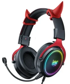 Onikuma X10 Ox Horn RGB Wired Professional Gaming Headset with Noise Cancellation Microphone (Black Red)