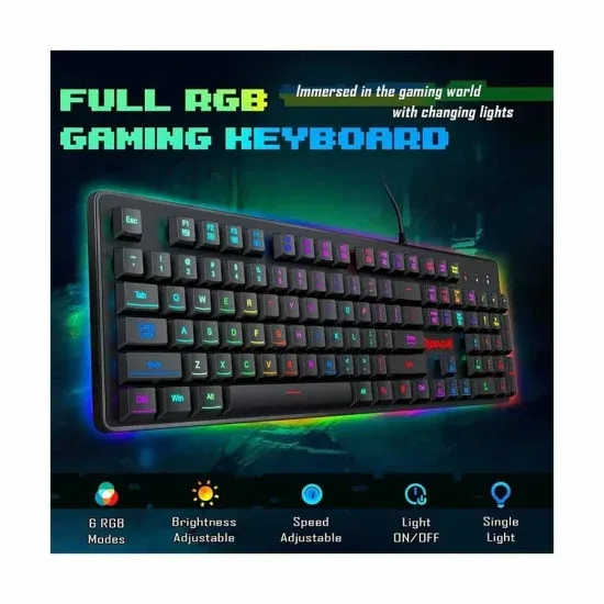 Redragon S107-BA RGB Wired Black Mechanical Gaming Keyboard & Mouse Combo - Image 3