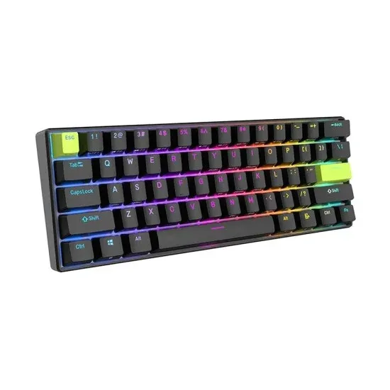 Royal Kludge RK C61 Wired RGB Hot Swap (Magnetic Mint Switch) Black Green Mechanical Gaming Keyboard - Image 5