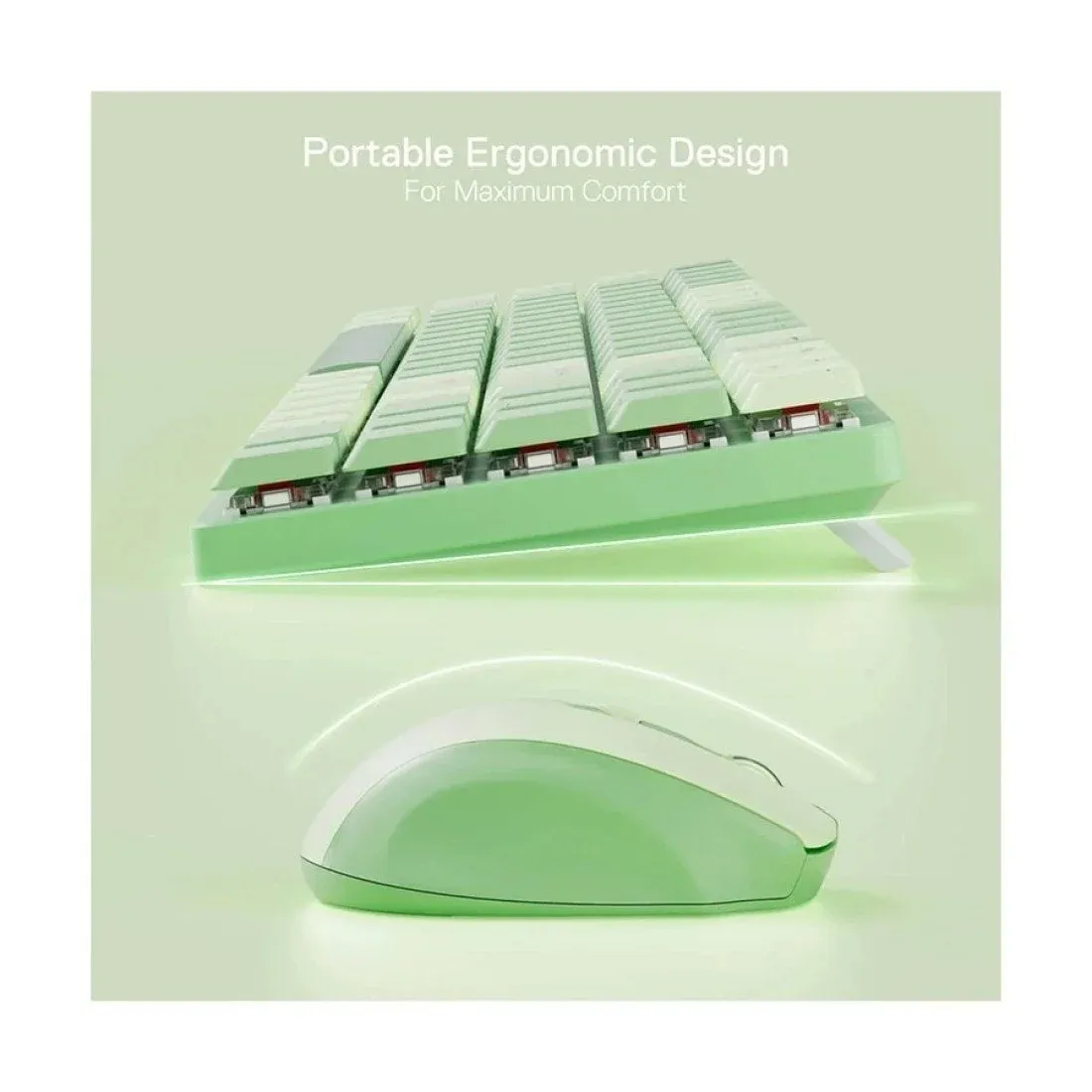 Redragon BS8772 Wireless Herb Green Mechanical Gaming Keyboard & Mouse Combo - Image 2