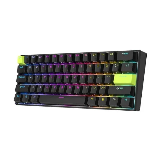Royal Kludge RK C61 Wired RGB Hot Swap (Magnetic Mint Switch) Black Green Mechanical Gaming Keyboard - Image 6