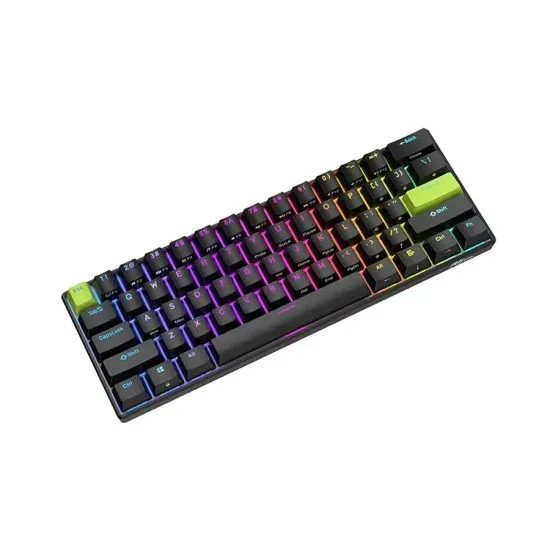Royal Kludge RK C61 Wired RGB Hot Swap (Magnetic Mint Switch) Black Green Mechanical Gaming Keyboard - Image 4