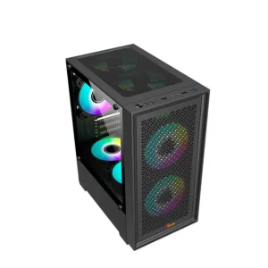 Alternative view of PC POWER DARK FLOW MESH X2 GAMING CASING BK WITH 3 ARGB FAN and 350W PSU