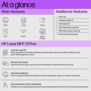 Alternative view of HP Laser MFP 137fnw Multifunction Mono Laser Printer