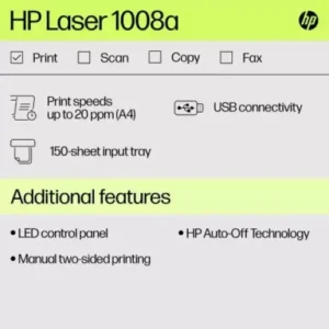 Alternative view of HP Laser 1008a Single Function Mono Laser Printer