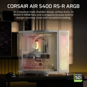 Alternative view of Corsair AIR 5400 RS-R ARGB Triple Chamber E-ATX Mid-Tower Casing White