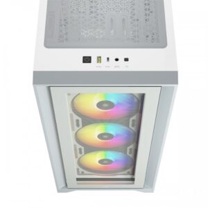 Alternative view of Corsair iCUE 4000X RGB Tempered Glass Mid-Tower ATX Casing (White)