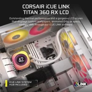 Alternative view of Corsair iCUE LINK TITAN 360 RX LCD 360mm Liquid CPU Cooler White With Display